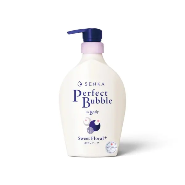 Shiseido Senka Perfect Bubble Дезодоруючий гель для душу з ефектом зволоження з гіалуроновою кислотою з солодким квітковим ароматом 500 мл